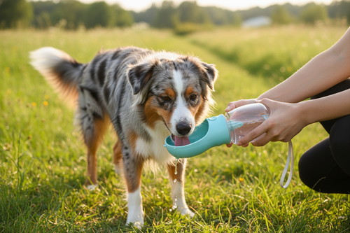 Portable Pet Bottle - Aussie Shepherd Drinking