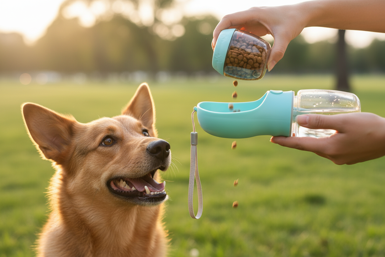 Portable Pet Bottle - Feeding a Kelpie